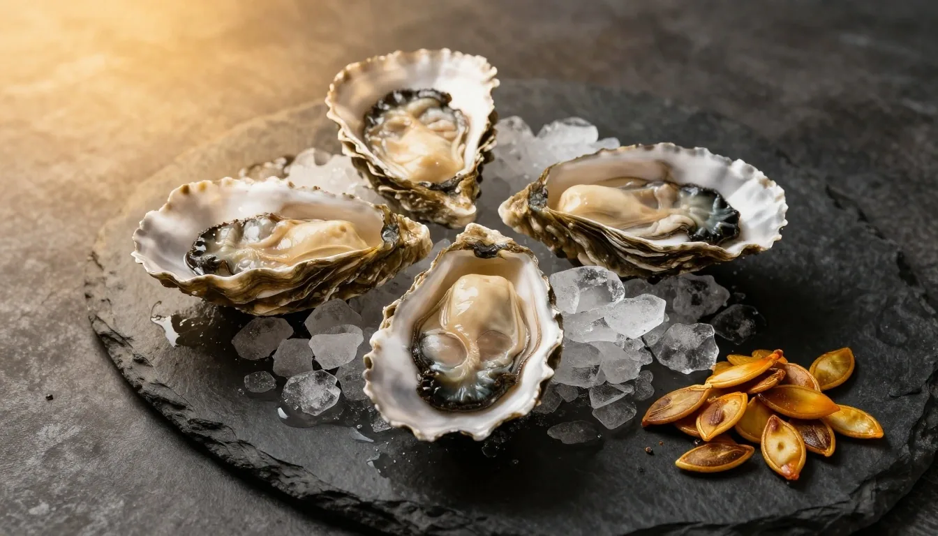 Pumpkin seeds and shellfish as natural zinc food sources